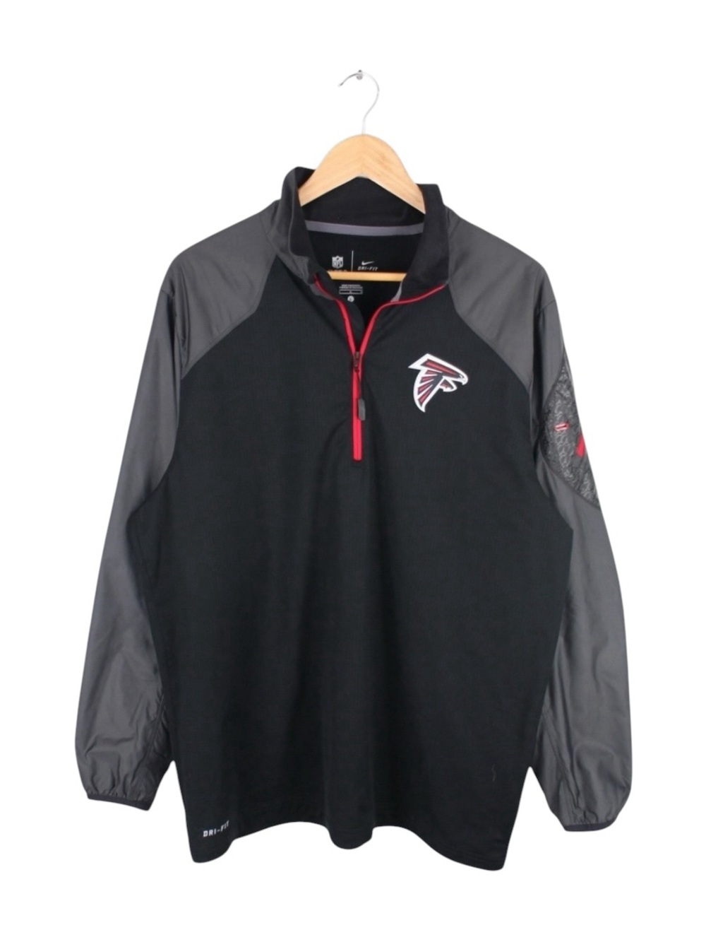 Nike Dri-Fit Atlanta Falcons Quarter Zip Pullover On Field Black Gray Large